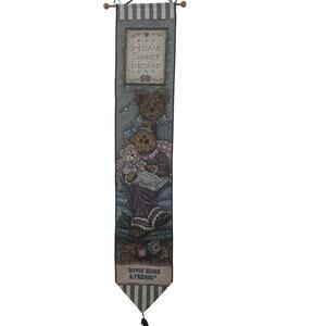 Boyds Bears Home Sweet Home Tapestry Bellpull Wall Hanging Made USA-Pristine